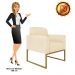 Kit 02 Poltronas Marisa Suede Bege Base Industrial Metálica Dourado D'Rossi