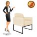 Kit 02 Poltronas Marisa Suede Bege Base Industrial Metálica Preto D'Rossi