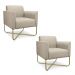 Kit 02 Poltronas Marisa Suede Bege Base X Industrial Dourado - D'Rossi