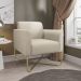 Kit 02 Poltronas Marisa Suede Bege Base X Industrial Dourado - D'Rossi