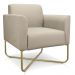 Kit 02 Poltronas Marisa Suede Bege Base X Industrial Dourado - D'Rossi