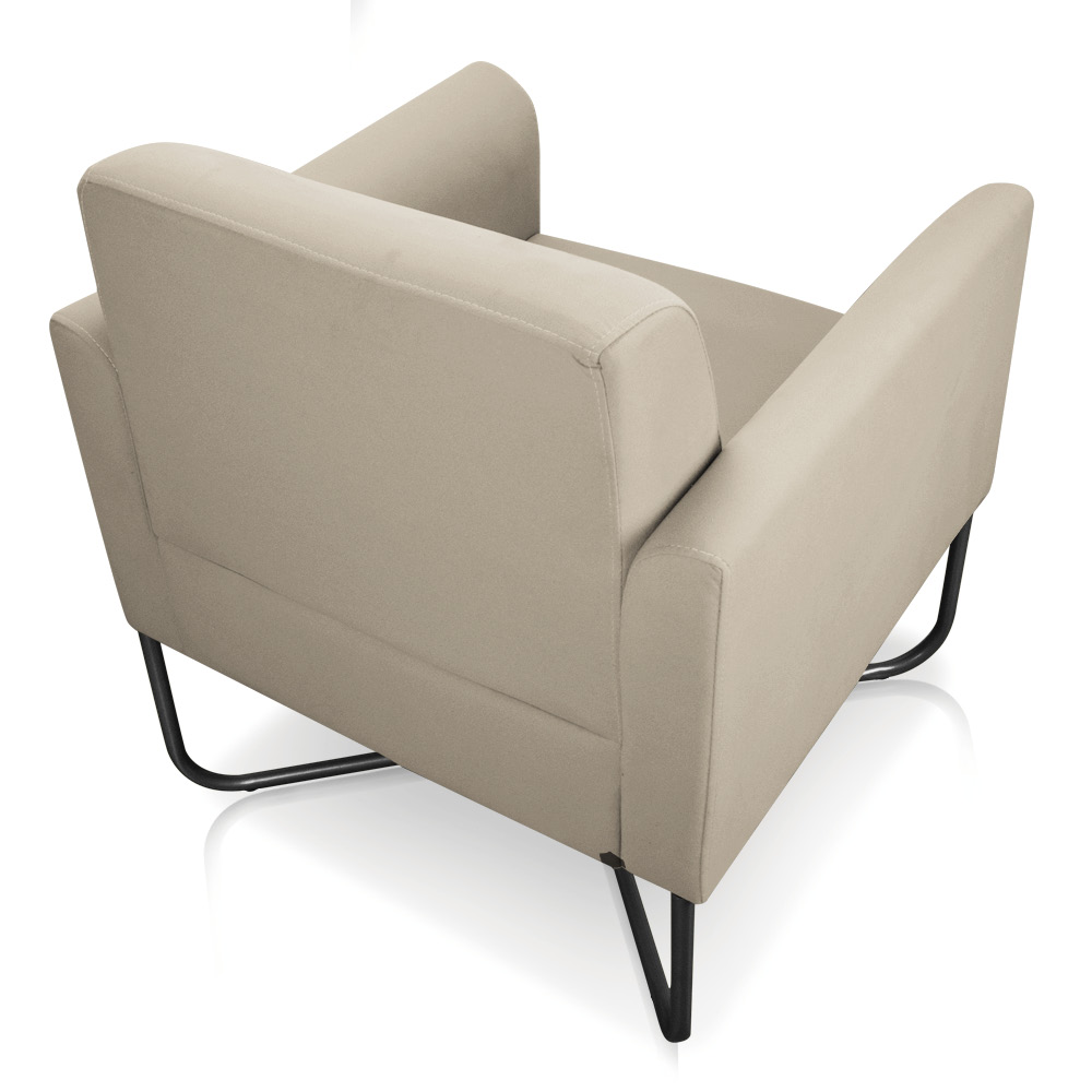 Kit 02 Poltronas Marisa Suede Bege Base X Industrial Preto - D'Rossi