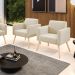 Kit 02 Poltronas Marisa Suede Bege Pés Palito Natural D'Rossi