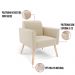Kit 02 Poltronas Marisa Suede Bege Pés Palito Natural D'Rossi