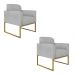Kit 02 Poltronas Marisa Suede Cinza Base Industrial Metálica Dourado D'Rossi