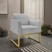 Kit 02 Poltronas Marisa Suede Cinza Base Industrial Metálica Dourado D'Rossi