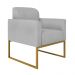 Kit 02 Poltronas Marisa Suede Cinza Base Industrial Metálica Dourado D'Rossi