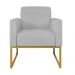 Kit 02 Poltronas Marisa Suede Cinza Base Industrial Metálica Dourado D'Rossi