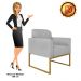 Kit 02 Poltronas Marisa Suede Cinza Base Industrial Metálica Dourado D'Rossi