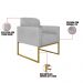 Kit 02 Poltronas Marisa Suede Cinza Base Industrial Metálica Dourado D'Rossi