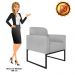 Kit 02 Poltronas Marisa Suede Cinza Base Industrial Metálica Preto D'Rossi