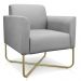 Kit 02 Poltronas Marisa Suede Cinza Base X Industrial Dourado - D'Rossi