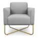 Kit 02 Poltronas Marisa Suede Cinza Base X Industrial Dourado - D'Rossi
