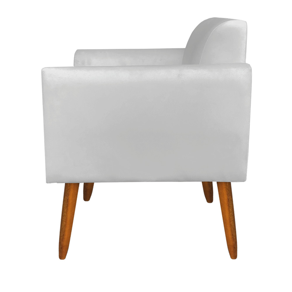Kit 02 Poltronas Marisa Suede Cinza Pés Palito Castanho D'Rossi
