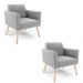 Kit 02 Poltronas Marisa Suede Cinza Pés Palito Natural D'Rossi