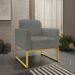 Kit 02 Poltronas Marisa Suede Grafite Base Industrial Metálica Dourado D'Rossi