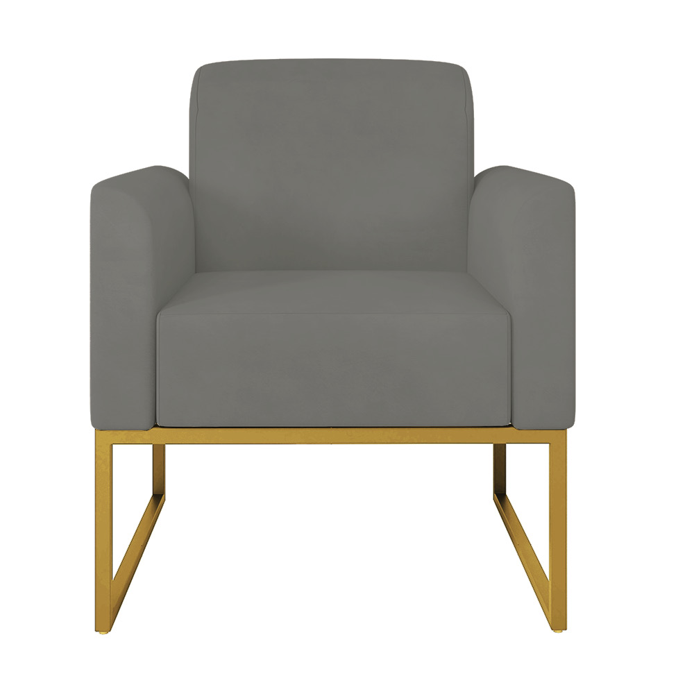Kit 02 Poltronas Marisa Suede Grafite Base Industrial Metálica Dourado D'Rossi