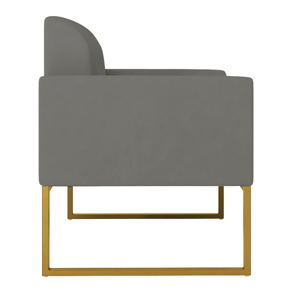 Kit 02 Poltronas Marisa Suede Grafite Base Industrial Metálica Dourado D'Rossi