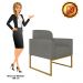 Kit 02 Poltronas Marisa Suede Grafite Base Industrial Metálica Dourado D'Rossi
