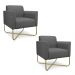 Kit 02 Poltronas Marisa Suede Grafite Base x Industrial Dourado - D'Rossi
