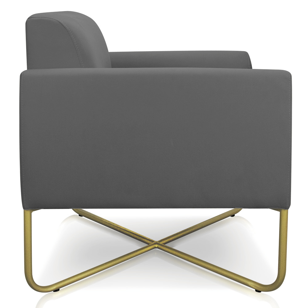 Kit 02 Poltronas Marisa Suede Grafite Base x Industrial Dourado - D'Rossi