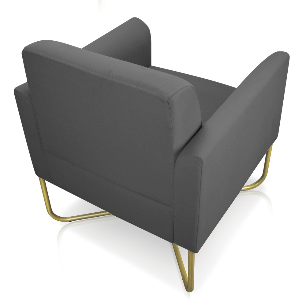 Kit 02 Poltronas Marisa Suede Grafite Base x Industrial Dourado - D'Rossi