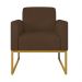 Kit 02 Poltronas Marisa Suede Marrom Base Industrial Metálica Dourado D'Rossi