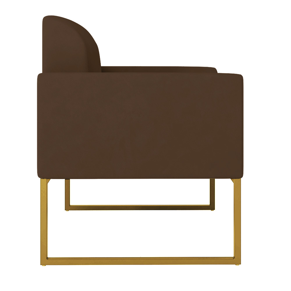 Kit 02 Poltronas Marisa Suede Marrom Base Industrial Metálica Dourado D'Rossi