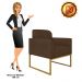 Kit 02 Poltronas Marisa Suede Marrom Base Industrial Metálica Dourado D'Rossi
