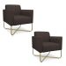 Kit 02 Poltronas Marisa Suede Marrom Base X Industrial Dourado - D'Rossi