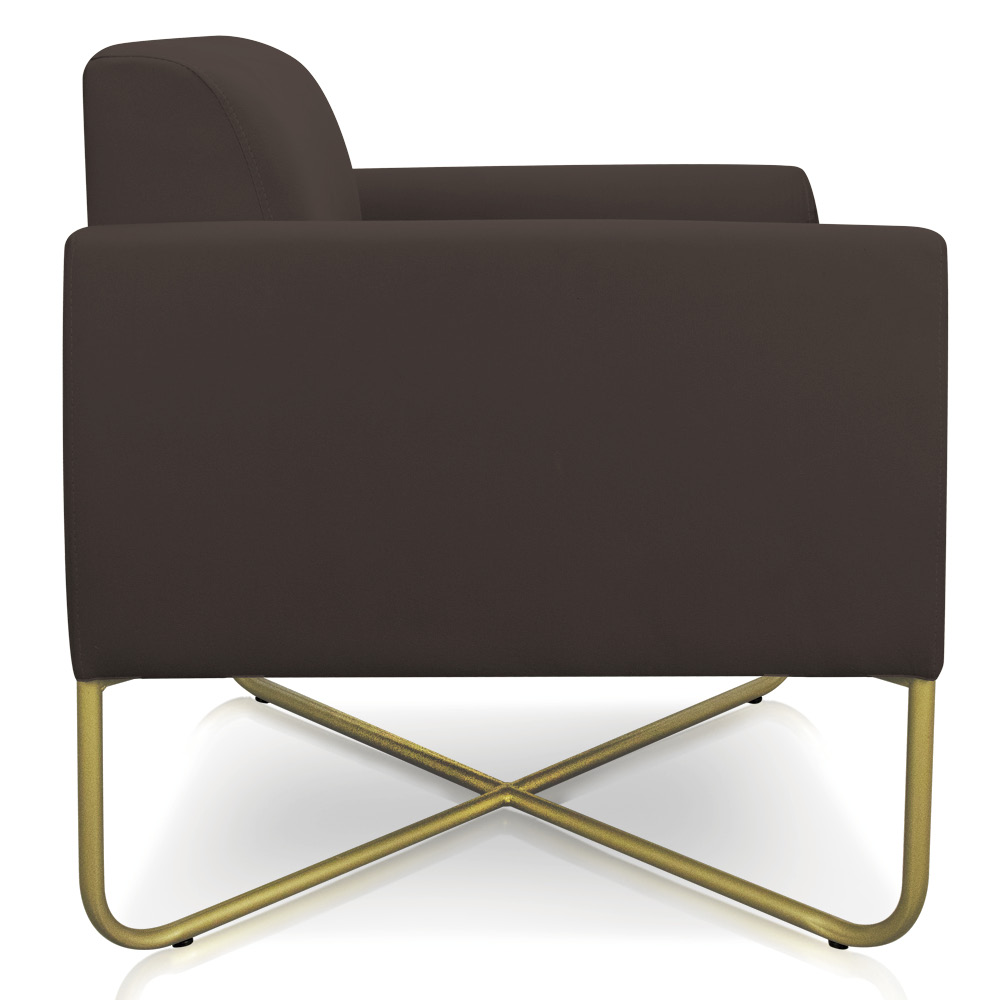 Kit 02 Poltronas Marisa Suede Marrom Base X Industrial Dourado - D'Rossi