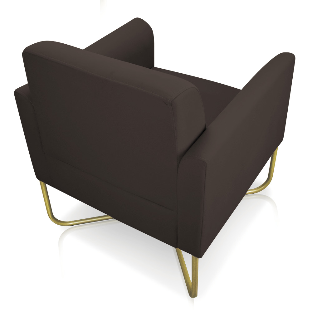 Kit 02 Poltronas Marisa Suede Marrom Base X Industrial Dourado - D'Rossi