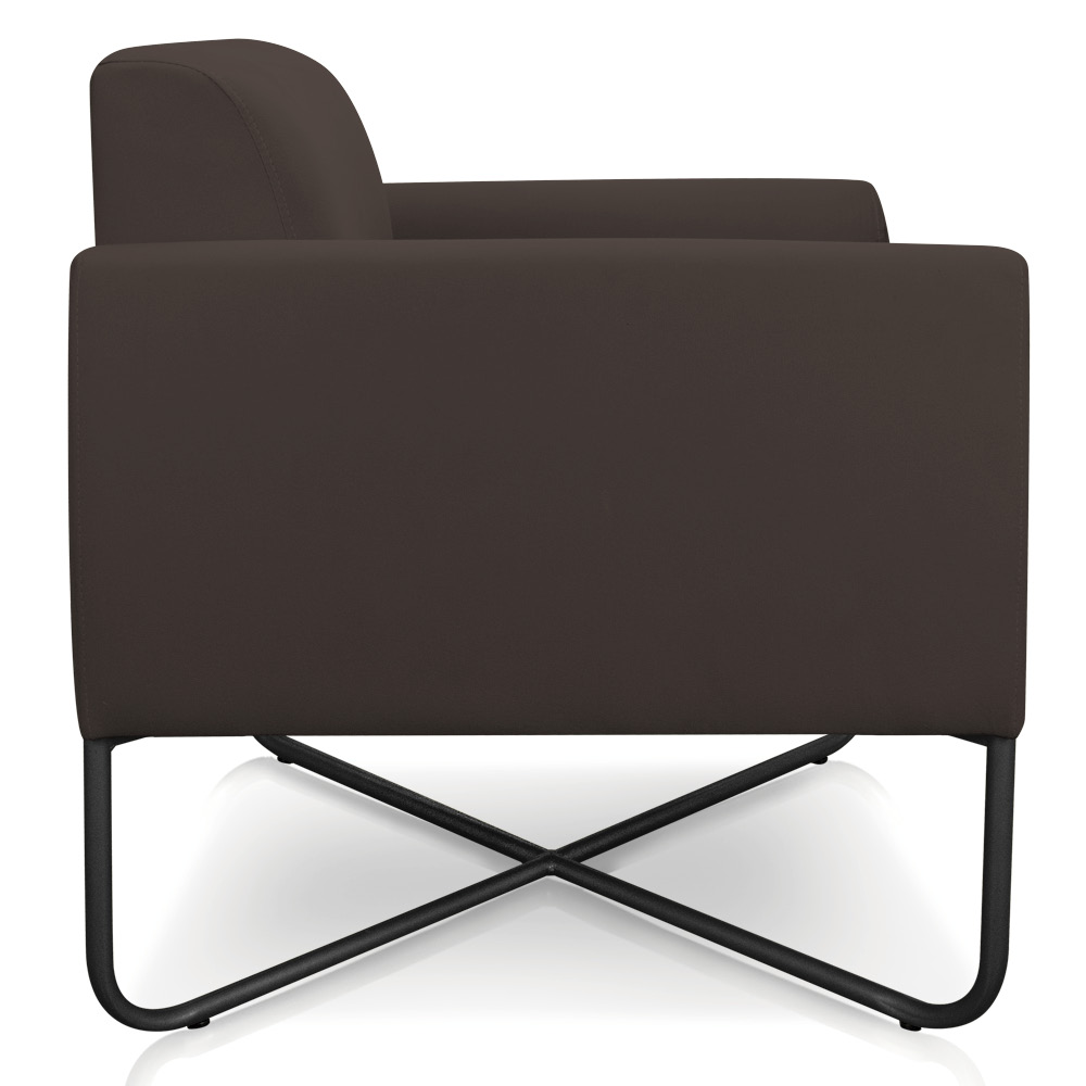 Kit 02 Poltronas Marisa Suede Marrom Base X Industrial Preto - D'Rossi