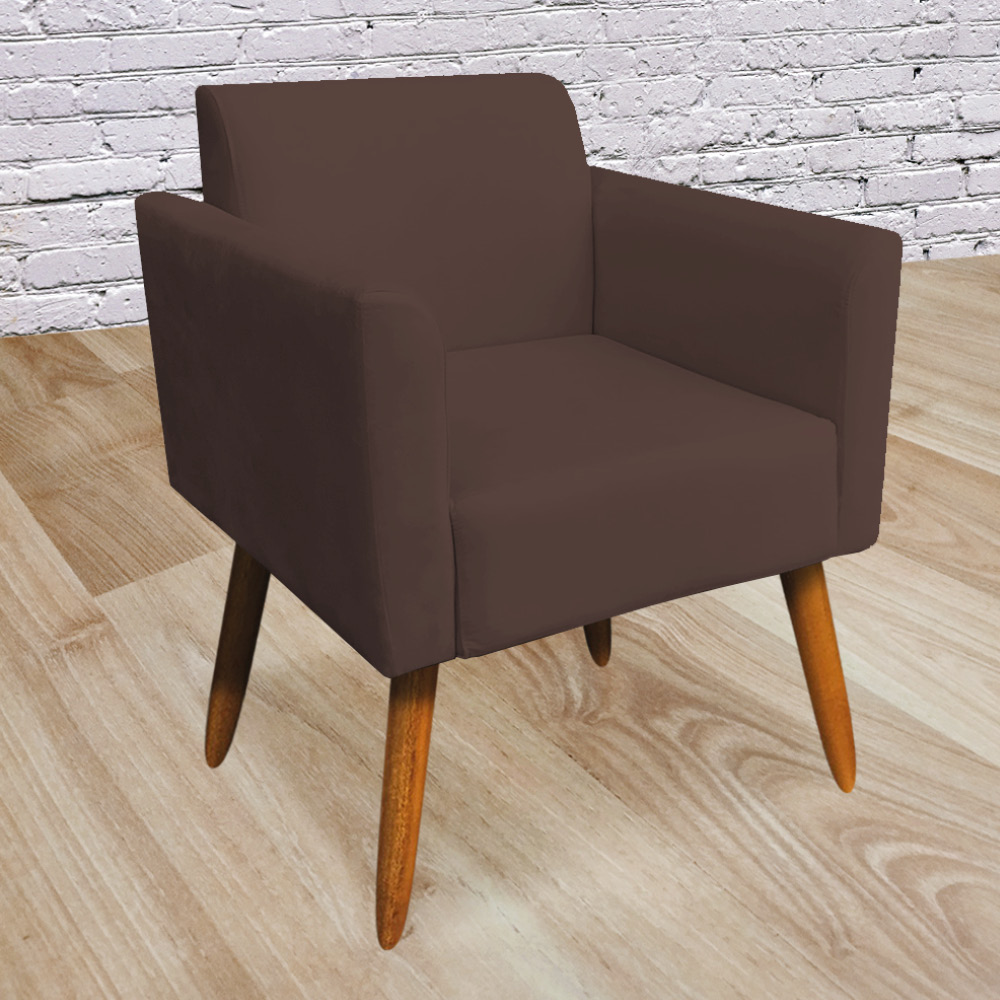 Kit 02 Poltronas Marisa Suede Marrom Pés Palito Castanho D'Rossi