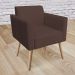 Kit 02 Poltronas Marisa Suede Marrom Pés Palito Natural D'Rossi