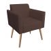 Kit 02 Poltronas Marisa Suede Marrom Pés Palito Natural D'Rossi