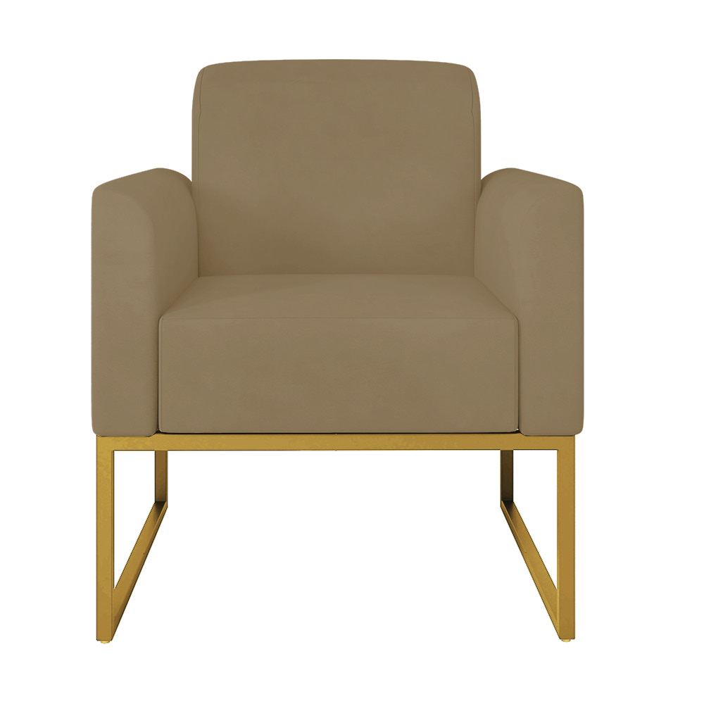 Kit 02 Poltronas Marisa Suede Marrom Rato Base Industrial Metálica Dourado D'Rossi