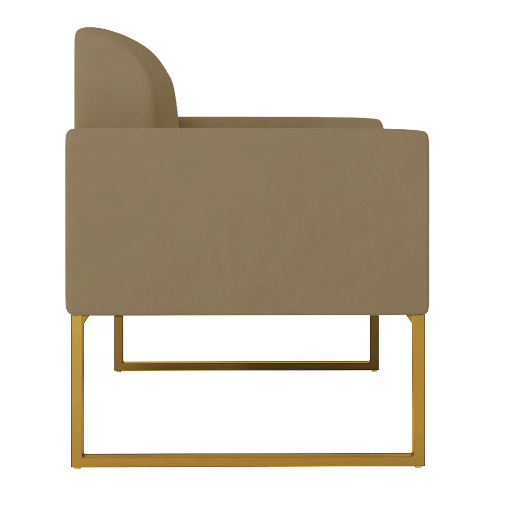 Kit 02 Poltronas Marisa Suede Marrom Rato Base Industrial Metálica Dourado D'Rossi
