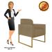 Kit 02 Poltronas Marisa Suede Marrom Rato Base Industrial Metálica Dourado D'Rossi