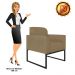 Kit 02 Poltronas Marisa Suede Marrom Rato Base Industrial Metálica Preto D'Rossi