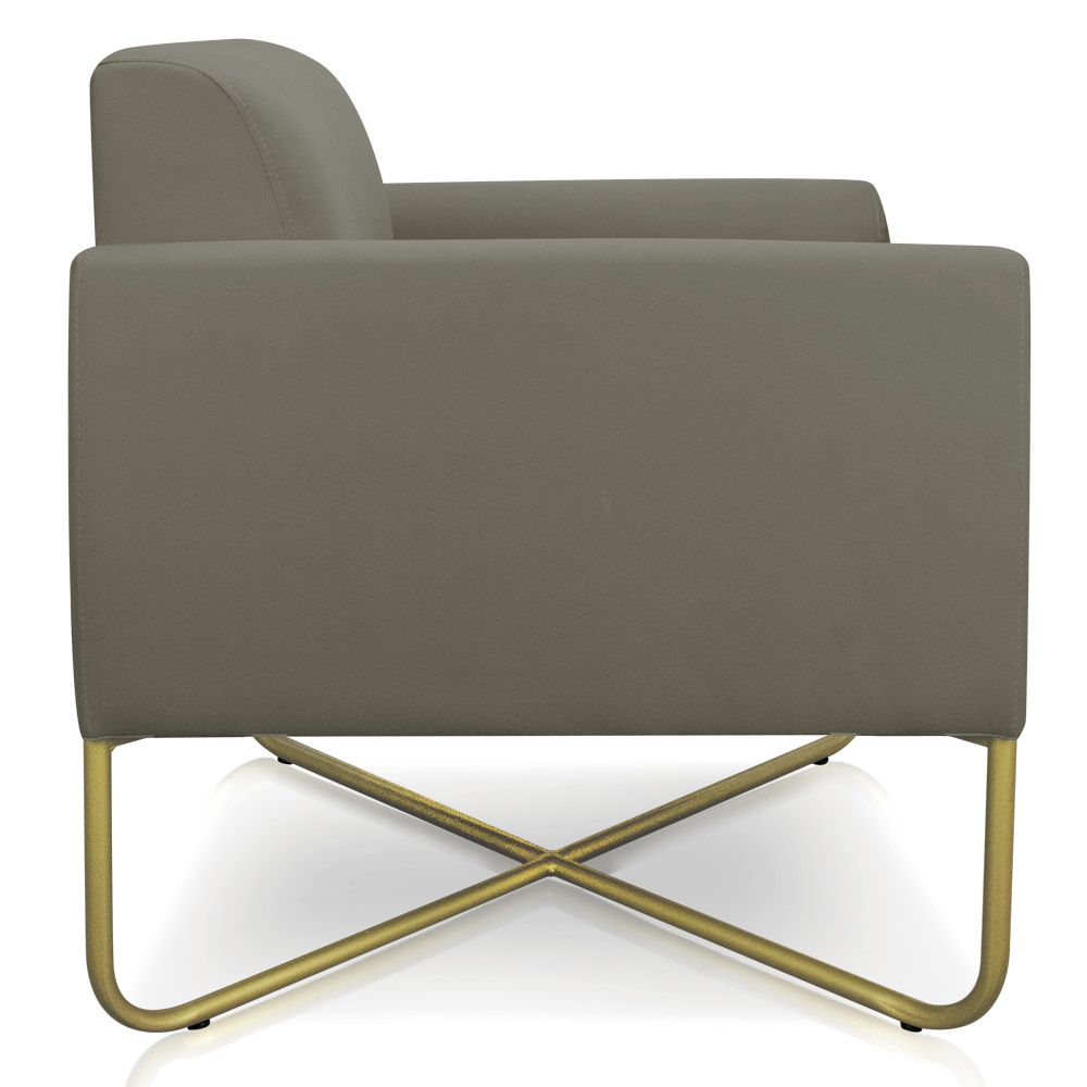 Kit 02 Poltronas Marisa Suede Marrom Rato Base X Industrial Dourado - D'Rossi