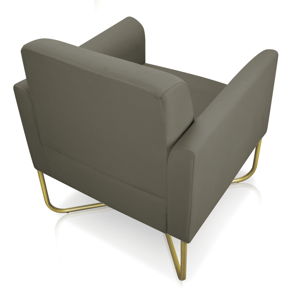 Kit 02 Poltronas Marisa Suede Marrom Rato Base X Industrial Dourado - D'Rossi