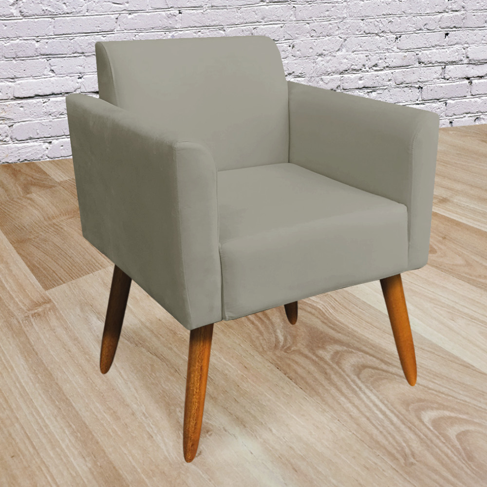 Kit 02 Poltronas Marisa Suede Marrom Rato Pés Palito Castanho D'Rossi