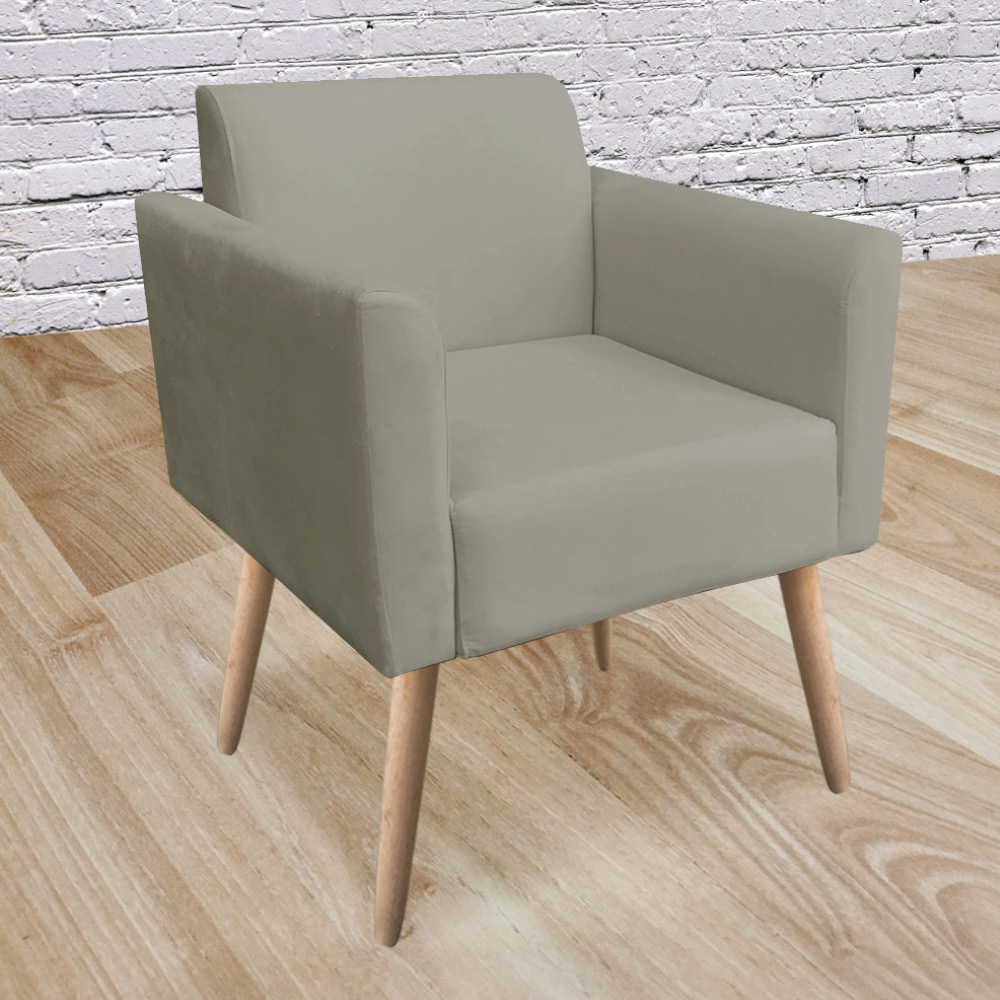 Kit 02 Poltronas Marisa Suede Marrom Rato Pés Palito Natural D'Rossi