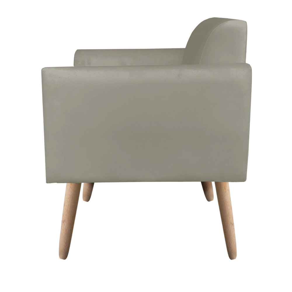 Kit 02 Poltronas Marisa Suede Marrom Rato Pés Palito Natural D'Rossi