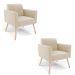 Kit 02 Poltronas Marisa Suede Pés Palito Natural D'Rossi