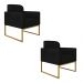 Kit 02 Poltronas Marisa Suede Preto Base Industrial Metálica Dourado D'Rossi