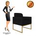 Kit 02 Poltronas Marisa Suede Preto Base Industrial Metálica Dourado D'Rossi