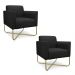 Kit 02 Poltronas Marisa Suede Preto Base X Industrial Dourado - D'Rossi