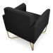 Kit 02 Poltronas Marisa Suede Preto Base X Industrial Dourado - D'Rossi